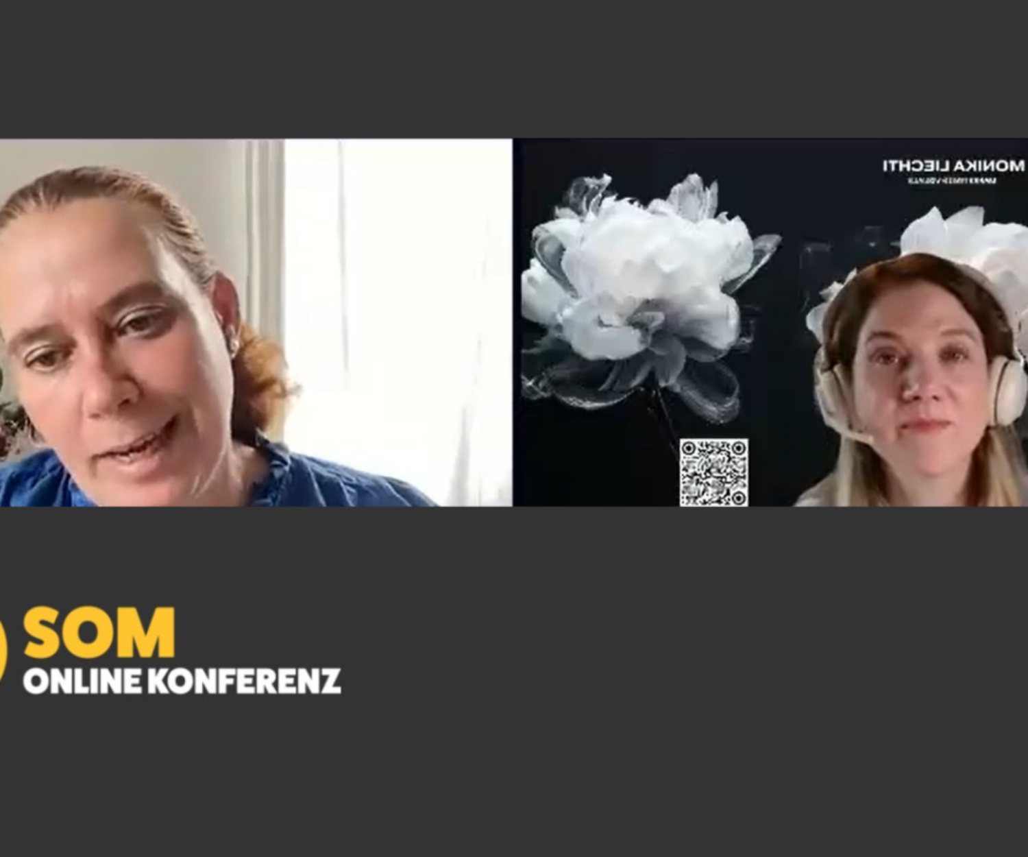 Twee vrouwen tijdens online conferentie